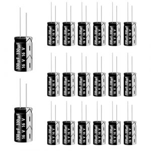ANGEEK 330µF 16V 6x12mm 50/60HZ Condensateur électrolytique|Condensateur 330uF 16V,adapté à diverses applications électroniques et appareils électroménagers (20 pièces) (ANQIT, neuf)