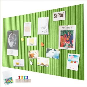 Grand tableau d'affichage autocollant en feutre - 90 x 60 cm - Tableau d'affichage d&eacute;coratif en feutre - 0,9 cm d'&eacute;paisseur - Pliable - Tableau m&eacute;mo - D&eacute;coration murale pour bureau et cuisine - Vert (yjspbsm-shop, neuf)