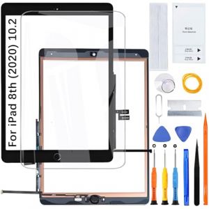 H&LYCYJ &Eacute;cran tactile pour iPad 8&egrave;me (2020) 10,2" A2428 A2429 A2270 A2430 &Eacute;cran tactile num&eacute;riseur en verre de rechange avec kit (noir avec bouton Home, pas LCD) (AVINSWE, neuf)