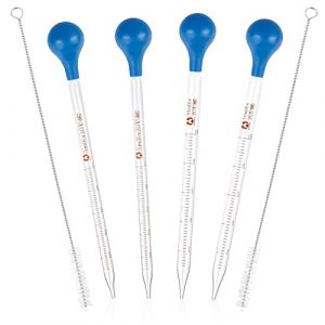 LXQ Pipettes en Verre 4 Pièces Pipette Graduée 5ML 10ML Pipette Compte Goutte avec Pinceau Propre Compte-Gouttes Réutilisable pour Laboratoire, Chimie, Industrie, Cosmétique Transparent (LXQTRADE, neuf)