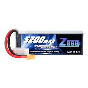 Zeee 3S Lipo 5200mAh 11,1V 80C 3S Batterie RC avec connecteur XT60 pour FPV Racing Drones Vélo de Route Quadcopters Avion Hélicoptère RC Bateau RC Voiture (ZEEE POWER, neuf)