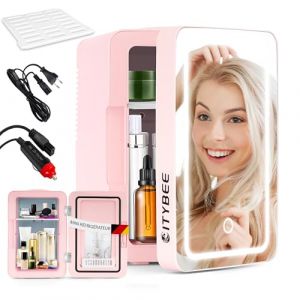 Citybee Mini Frigo de Chambre 6L, Petit Frigo 230V/12V Silencieux Portable pour Boissons Cosmetique Mini Refrigerateur pour Chambre/Voiture/Bureau/Camping (Rosa) (EU Chaoteng Direct, neuf)