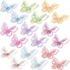 EJRUP 18 Pi&egrave;ces Thermocollants Papillon Brod&eacute; Iridescent Double Couche Patch V&ecirc;tements D&eacute;coration Coudre ou Bricolage Accessoire,Patch Thermocollant,Thermocollant Couture,Ecusson Thermocollant (Anilalowbility, neuf)