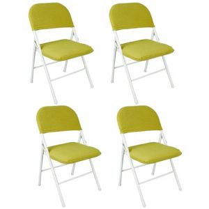 IGTOPS Housse de chaise extensible, housse pour chaise pliante, en velours, amovible, lavable, pour chaises de salle &agrave; manger, mariage, bureau, banquets, f&ecirc;tes, universelle, (4, jaune) (iglood, neuf)
