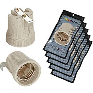 ISOLATECH 5pcs E27 gris douille en céramique avec équerre de fixation/étrier intérieur (max.250V/4A) ampoules pour Home plafond installation salle de bains encastrer culot résistant à la chaleur (ISOLATECH-DE, neuf)
