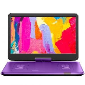 Yoton Lecteur DVD Portable de 17,5" avec Grand &eacute;cran pivotant HD de 15,6", 6 Heures d'autonomie avec Batterie int&eacute;gr&eacute;e, Deux Haut-parleurs st&eacute;r&eacute;o, Prend en Charge USB/Carte SD/synchronisation TV et (Yoton Official, neuf)