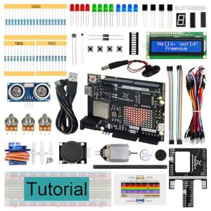 Freenove Super Starter Kit with Board V5 Rev4 WiFi (Compatible with Arduino IDE), Arm Cortex-M4 Microcontroller, Onboard ESP32-S3, 305-Page Detailed Tutorial, 172 Items, 60 Projects (Freenove-EU, neuf)