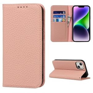 Cavor Coque iPhone 14 Plus avec Cordon,Etui iPhone 14 Plus,Flip Cuir véritable Portefeuille Étui en Cuir,[4 Porte Cartes][Magnetique],Collier Housse Etui à Rabat pour iPhone 14 Plus - Rose (Copmob, neuf)