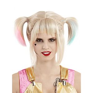 Funidelia | Perruque Harley Quinn - Birds of Prey 100% OFFICIELLE pour femme Super héros, DC Comics, Suicide Squad, Méchants, accessoire pour déguisement - Déguisements amusants pour vos soirées. (Funidelia FR-BE-LU, neuf)