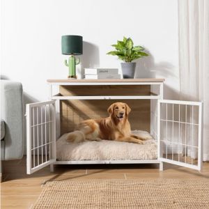 Navaris Cage Chien - Caisse d'int&eacute;rieur pour Chien Moyen en Forme de Meuble avec Tapis en contreplaqu&eacute; 80 x 56 x 63,5 cm - Grande Cage pour Chien avec 3 Portes verrouillables (SX-Commerce, neuf)