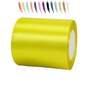 100mm Jaune Citron Ruban Satin pour Emballage Des Cadeaux,23 mètres Polyester Rubans pour Bouquets,Ballon,Couture,Nœuds,Gâteau,Satin Ruban Roll pour Décoration de Mariage/Anniversaire/Noël/Fête (Salty-Doggie, neuf)
