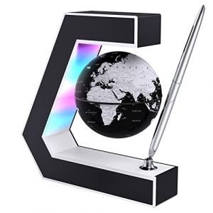 Globe flottant avec lumi&egrave;res LED, globe flottant en l&eacute;vitation magn&eacute;tique avec stylo, portable pour &eacute;crire sur le bureau, carte du monde pour d&eacute;coration de bureau (YoHoTek, neuf)