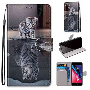 TOMYOU Etui Coque pour iPhone SE 2020, Coque iPhone 7 / iPhone 8,Protection Housse en Cuir PU Portefeuille, [Fermeture Magn&eacute;tique], Coque Compatible pour iPhone 7 / iPhone 8 / iPhone SE 2020 (WGR Global Business, neuf)