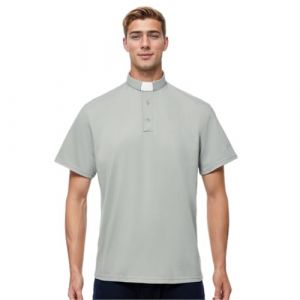 BPURB Polo Hommes Chemise Pr&ecirc;tre Col Romain Pretre Clergyman &agrave; Manches Courtes Chemises du Clerg&eacute;, gris, 50 (The BPURB Store, neuf)