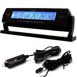 BOOMBOOST Nouveau Multifonctionnel Horloge De Voiture Calendrier Bleu R&eacute;tro-&Eacute;clairage Int&eacute;rieur Ext&eacute;rieur Voltm&egrave;tre Thermom&egrave;tre Tensiom&egrave;tre (VIGORTHRIVE, neuf)