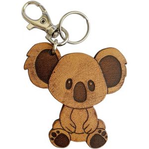 Porte-clés artisanal Koala en cuir véritable - Gravé au laser et tamponné à la main - Fabriqué en Italie - Idée cadeau pour les amoureux des animaux (ETABETA ARTIGIANO TOSCANO, neuf)
