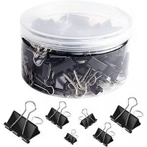 SANNIX 100 Pièces Pinces à documents 15-51mm Pinces à Double Clip Noir Boîte de Pinces à Papier Multi-fonctions Binder Clips Fournitures de Bureau pour Notes,Papier à Lettre, Maison, école (WXQNO1, neuf)