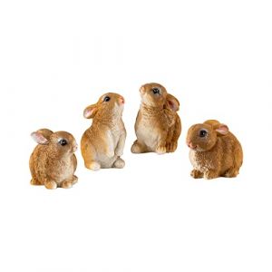 VERDOBA Sculptures et Statues de Jardin Petits Lapins, Statue Jardin Exterieur en résine synthétique, Deco Jardin, Sculture Exterieur Jardin, Lapin Decoration, Statue de Jardin Animaux (Set de 4). (incubado, neuf)