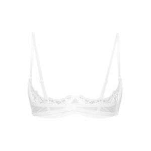 Mufeng Femme Soutien-Gorge Bra Ouvert Redresse-Seins Sexy Brassière Dentelle Push Up Lingerie Bralette Floral Transparent Haut de Nuisette Clubwear S-5XL Blanc S (Mufeng EU, neuf)