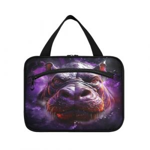 Linnyio Hippopotame Violet Fantaisie Trousse de Toilette de Voyage Suspendue Maquillage,Grande Capacité Pliable Rangement Sacs de Lavage pour Femmes Filles (Linnyio, neuf)