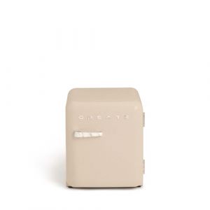 CREATE / RETRO FRIDGE 50 SILVER/Réfrigérateur sable poignée marbre/ 85W, minibar, une étagère, design rétro, 50 cm, deux étagères, capacité de 48L, basse consommation, 50x44x49,8 cm (CREATE, neuf)