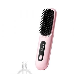 Bellabrush Pro, Brosse à cheveux Bellabrush Pro, Lisseur à cheveux sans fil portable avec peigne chauffant, Lisseur ionique pour tous les types de cheveux(Pink) (SHFS, neuf)
