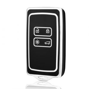 OFF WE GO Coque de Cl&eacute; Voiture pour Renault Voiture Cl&eacute; &agrave; T&eacute;l&eacute;commande &Eacute;tui TPU Coque Protection Cl&eacute; Voiture pour Clio Espace Talisman Megane Kadjar Captur Arkana Sandero Kangoo, Argent Noir (OFF WE GO, neuf)