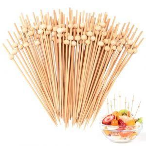 Holtrae 100 Pi&egrave;ces Cure Dent Bois,12cm Pique Brochette,B&acirc;tonnets &agrave; Cocktail en Bambou,Pique Brochette Bois,Accessoire de Cocktail pour Barbecues, F&ecirc;tes, Anniversaires (NOIRE MARKET DELIVERY, neuf)