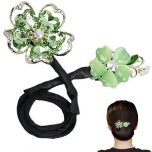 Chignon Maker exquis Fleur Clip Bobine &Agrave; La Mode Chignon Maker pour Cheveux Longs Femmes &Eacute;l&eacute;gantes Coiffures Accessoires, Chignon Maker, Chignon Makers pour Cheveux, Chignon Twist Vert (mewmewWwww, neuf)