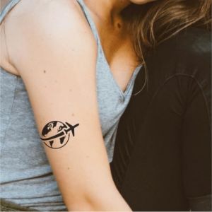 Faux Tatouage VOYAGE - Temporalis® | Tatouage Ephemere Femme et Homme – Cosmétique Certifié UE, Encre Vegan & Waterproof – Dure 1 à 2 semaines [ Tattoo Voyage atour du monde ] (Euro Crafted, neuf)