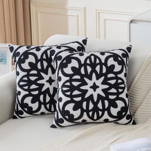 Jayusaror Housse de Coussin 45x45 Noir Decoratif Boho Mandala Housse Coussin Velours Taie d'oreiller Coussin Canape Doux Decoration Maison Deco Boheme, Lot de 2 (Jayusaror Home, neuf)