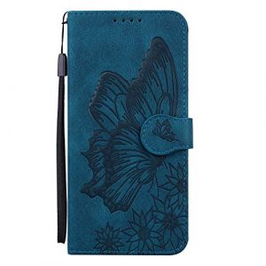 Nodigo Cuir Coque pour iPhone 6/6s/7/8/SE 2020 Antichoc avec Support Clapet Design Silicone Papillon Motif Dr&ocirc;le &Eacute;tui Bumper 360 Kickstand Case Cover Housse Fille Femme Homme Portefeuille - Bleu (Nodigo, neuf)