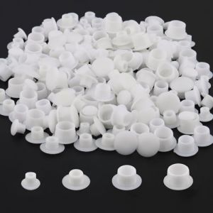 200 Pièces Cache Trou Bouchon Plastique, Cache Trou Meuble 5/6/8/10mm, Bouchons Blancs pour Cache-Vis, Bouchon de Trou de Percage pour Meuble, Étagères, Armoires (guanheling, neuf)