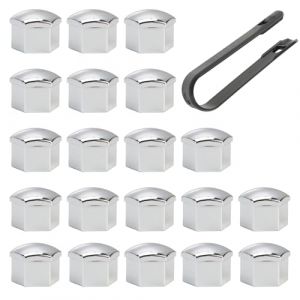 Novstuf 20 Couvre-Écrous Roue, Capuchons 17mm Écrous Cache Boulon Roue Accessoires Automobiles Universels Cache-Écrous Bouchons Boulons Roue Voiture Bouchons Boulons Roue (Argent) (HongJuTianXiang, neuf)