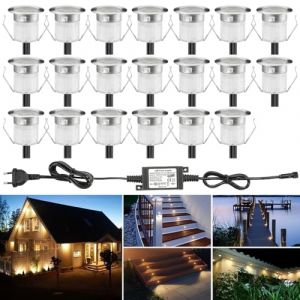 INDARUN Spot à Encastrable Lampe de sol-Lumière (Blanc Chaud) DC12V 0.6W étanche IP67 Ø30mm-éclairage pour terrasse, patio, chemin, mur, jardin, décoration, intérieur et extérieur (ANWE-EU, neuf)