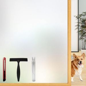 Film Fenetre Anti Regard Outils d'Installation Inclus, Protection UV, Id&eacute;al pour Portes de Bureau &agrave; Domicile ou Salle de Bain Film Autocollant en Verre d&eacute;poli, Brise-Vue, Statique, 105 x 200 cm, Mat (woaipower-us, neuf)