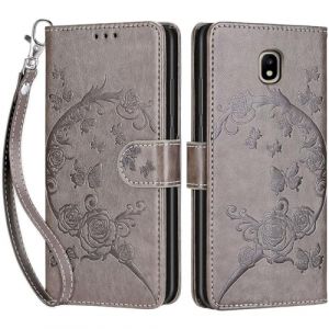 SIENIANLINE Coque pour Samsung Galaxy J3 2017, Etui Protection Housse Premium en Cuir de Portefeuille en Cuir Fermeture Magn&eacute;tique Flip Case pour Samsung Galaxy J3 2017 Coque (Gris) (DIKAS, neuf)