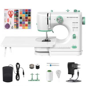 Machine À Coudre Professionnelle avec Grande Table à Coudre, Machine à Coudre Portable et Polyvalente, Machine à coud-re débutant avec 16 programmes de couture Kit de couture 64 couleurs Pédales (WHKCLTDD, neuf)