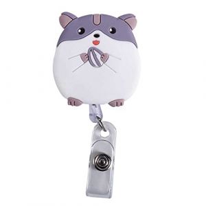 Enrouleur de badge rétractable de dessin animé – Porte-nom d'animal de dessin animé – Porte-nom mignon avec panda, ours, lapin – Pour porte-nom et clés (souris 1) (jugyvgt, neuf)