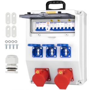 CHENGPI Coffret Electrique IP65 avec Prises schuko et prises CEE,Prise Exterieure Etanche Coffret de Chantier,Distributeur de Courant &Eacute;lectrique avec Disjoncteur pour Usage Ext&eacute;rieur et Int&eacute;rieur (Shenzhenshibaisiqidiankejiyouxiangongsi, neuf)