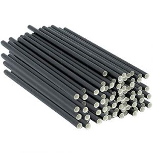 Comfy Package [Lot de 300 - 18 cm] Pailles/Touillettes en papier - 100 % biod&eacute;gradable - pour cocktails/caf&eacute; - noir (Rikkel Corp, neuf)
