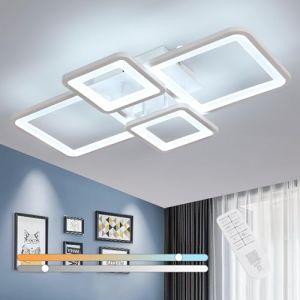 Comely Plafonnier LED Moderne, 54W Lampe de Plafond LED Dimmable avec T&eacute;l&eacute;commande/APP, 3000K-6500K, Carr&eacute; Luminaire Plafonnier pour Salon, Chambre, Salle &agrave; Manger (Blanc, 62CM) (RVA5026, neuf)