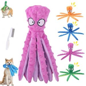 HItianya Jouet pour Chien Whiskerspot Pieuvre, Peluche Couinante Whiskerspot Écologique, Jouet Interactif à Mâcher pour Chiots De Petite, Moyenne Et Grande Taille (Violet) (Mo ce, neuf)