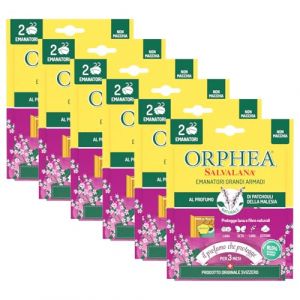 Orphea Salvalana, grandes armoires, prot&egrave;ge la laine et les v&ecirc;tements toute la saison, agit pendant 3 mois, parfum de Patchouli de Malaisie, 6 paquets de 2 &eacute;manateurs (LIEMI EU ✅, neuf)