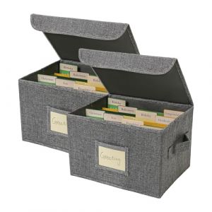 Vienrose Boîte de Rangement Pour Cartes de Vœux Avec 40 Séparateurs Amovibles, 168 Étiquettes Autocollantes, Idéale Pour Photos, Enveloppes, Scrapbooking, Papiers, Stickers – 2 Lot Gris (Vienrose EU, neuf)