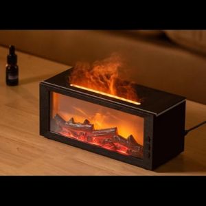 Diffuseur Huiles Essentielles Effet Flamme Luxe 300ml LUNO &ndash; Ultrasonique Silencieux, Humidificateur LED 7 Couleurs, T&eacute;l&eacute;commande, Minuterie, Arr&ecirc;t Auto pour Aromath&eacute;rapie Maison Bureau Spa Yoga (LUNO Welfare, neuf)