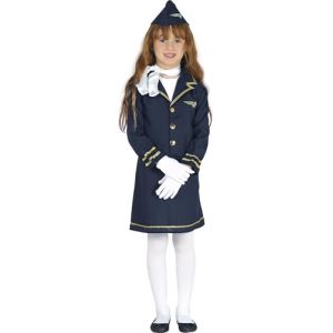 FIESTAS GUIRCA | Costume d'H&ocirc;tesse de l'Air Enfant (10-12 Ans) - Robe et Chapeau - D&eacute;guisements de Pilotes et Aviation pour Halloween, Carnaval et F&ecirc;tes D&eacute;guis&eacute;es - Id&eacute;al pour Filles - Bleu (DisfraZZes  France, neuf)