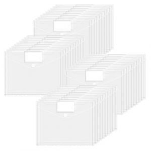 JEFURE Pochettes Plastiques Perforées A4 40 Pièces, Pochette Porte Document avec 11 Trous, Pochette Transparente A4 avec Poches Velcro Languette pour Organiser des Documents (JEFURE, neuf)