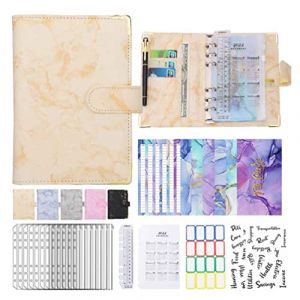 Classeur de Budget Couverture en Marbre A6 PU Cuir avec Enveloppes Pour Esp&egrave;ces, Enveloppes Pour le Budget, Organiseur D'argent Pour l'argent liquide, Classeur Pour &Eacute;conomiser de l'argent (Jaune) (Devin Trade, neuf)