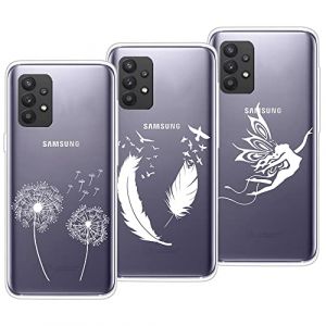 VLQI 3-Pi&egrave;ces pour Samsung Galaxy A52s 5G Coque en Silicone Transparente Cute Motifs Ultra Fin TPU Souple Bumper Housse Etui de Protection - Pissenlit Plume Oiseau Papillon F&eacute;e (VLQI, neuf)